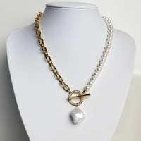 naszyjnik z bperłą majorka, z kryształkami (c24/kor/290/1au)