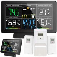 STACJA POGODY BEZPRZEWODOWA HIGROMETR TERMOMETR CIŚNIENIE 3 CZUJNIKI hPa