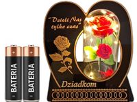DZIADKOM DZIADKI ZNICZ LAMPION NA GRÓB SKOS RÓŻA CZERWONA+LEDY