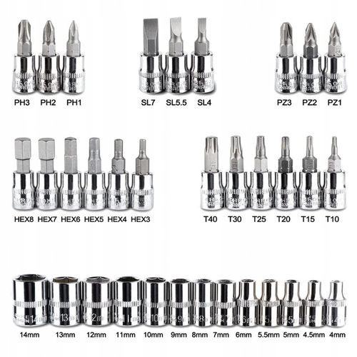 ZESTAW KLUCZY NASADOWYCH KLUCZE NASADOWE 46el TORX WKRĘTAKI IMBUSY na Arena.pl