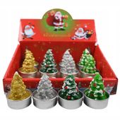 ŚWIECZKA MINI ŚWIĄTECZNA DEKORACYJNA TEALIGHT CHOINKA ZESTAW 12SZT