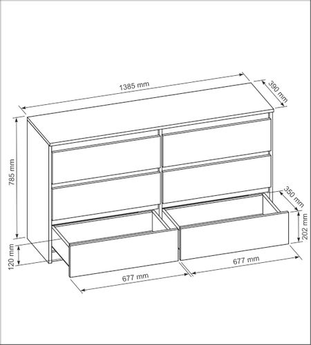 BIAŁA KOMODA 140CM 6 SZUFLAD na Arena.pl