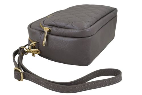 Torebka skórzana na ramię pikowana - Szara na Arena.pl