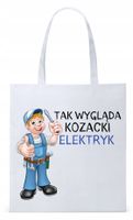 Dla Elektryka Na Prezent Torba Eco Biała Shopper Z Nadrukiem Ze Zdjęciem