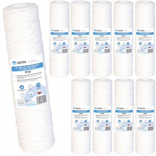 Filtr do wody filtrujący wkład sznurkowy 20 mik PP20 Ustm x10 sztuk na Arena.pl