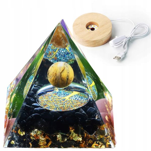 Piramida ORGONIT +LED Lampka PODSTAWA 5cm KRYSZTAŁ KAMIENIE AMULET 5cm HX13 zdjęcie 1