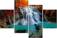 120CM 80CM ZEGAR 4 ELEM WODOSPAD HUAY MAE KAMIN OBRAZ ŚCIENNY