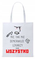 Dla Doktora Lekarza Torba Eco Biała Shopper Z Nadrukiem Ze Zdjęciem
