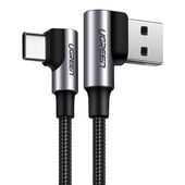 Kabel USB-C UGREEN US176 2m Kątowy 3A Szybkie Ładowanie Czarny