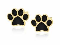 Delikatne pozłacane srebrne kolczyki kwiaty psie kocie łapki czarna emalia srebro 925 Z1846EG