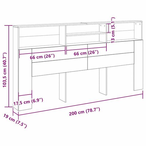 Szafka z zagłówkiem z półką Czarny dąb 200 x 19 x 103.5 cm na Arena.pl
