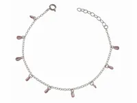 DELIKATNA SREBRNA BRANSOLETKA ŁEZKI KROPLE SOPELKI RÓŻOWE KRYSZTAŁKI