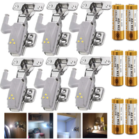 LAMPKA DO SZAFKI LAMPKI NA ZAWIAS DRZWICZKI UNWERSALNE ZESTAW 6x + BATERIE