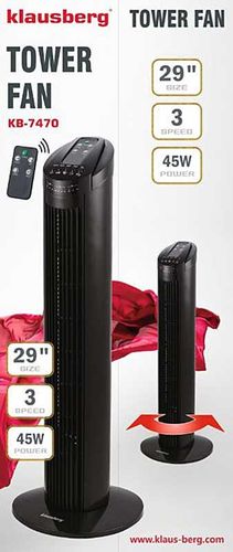 wentylator kolumnowy podłogowy z pilotem klausberg kb-7470 na Arena.pl
