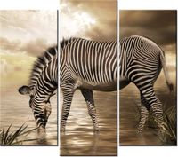 90 80CM OBRAZ T3 ELEM ZEBRA WODOPOJU DRUK ŚCIENNY