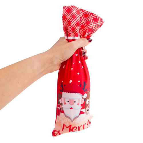 Pokrowiec Na Butelkę Woreczek Opakowanie Etui Świąteczne Mikołajki na Arena.pl