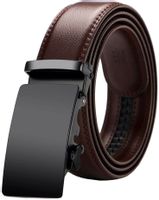 Pasek MĘSKI Skórzany szeroki z klamrą skóra skórzany ciemny brąz H35_K