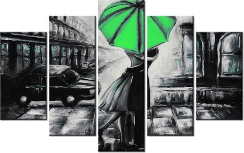 70 100CM OBRAZ 5 ELEM ZAKOCHANI ZIELEŃ DRUK PŁÓTNO na Arena.pl