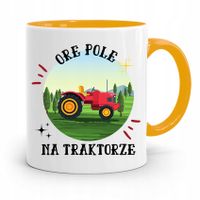 Dla Rolnika Kubek Zółty Ore Pole Na Traktorze Z Nadrukiem Ze Zdjęciem