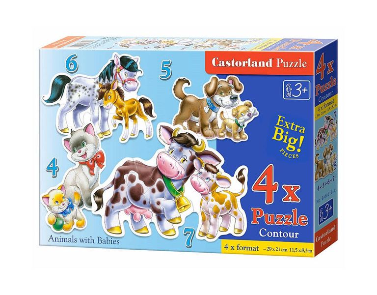 Puzzle 4w1 4,5,6,7-elementów Animals with Babies zdjęcie 1