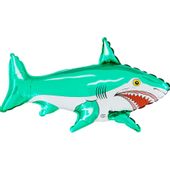 Balon foliowy rekin zielony, 35 cm