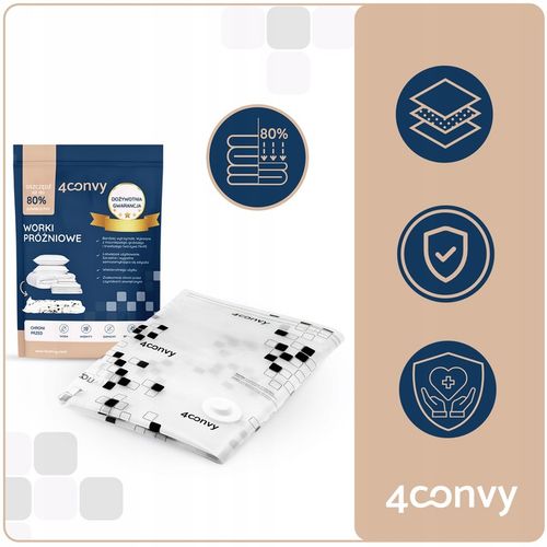 4CONVY 9szt. SOLIDNE worki próżniowe 60x80 na ubrania koc bezpieczny na Arena.pl