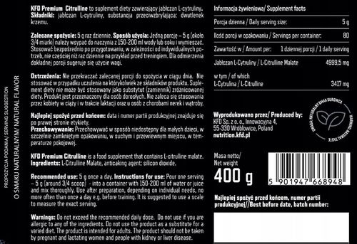 KFD Pure Citrulline Malate 400 g Cytrulina na Arena.pl
