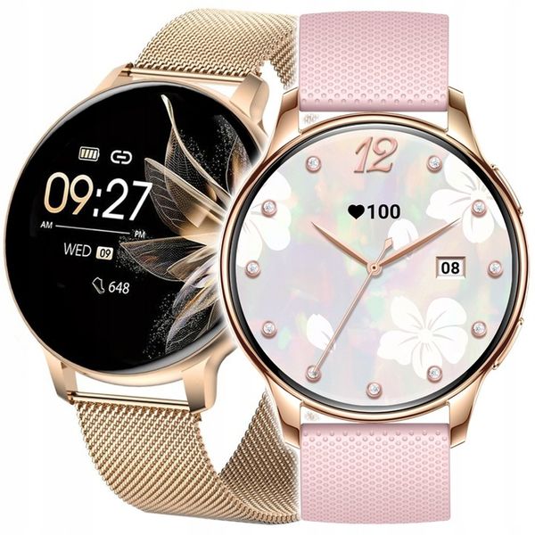 SMARTWATCH ZEGAREK DAMSKI MENU PL 300mAh AMOLED 2 PASKI BT 5.2 ROZMOWY SMS zdjęcie 10