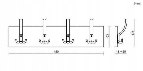 KLASYCZNY ŚCIENNY WIESZAK NA UBRANIA WIESZAK DO PRZEDPOKOJU Z 4 na Arena.pl