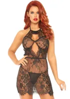 dreamgirl dress with scalloped lace and string czarna koronka s