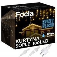 LAMPKI SOPLE ZEWNĘTRZNE 100LED IP44 ŚWIATŁO STAŁE + FLASH - BIAŁE CIEPŁE