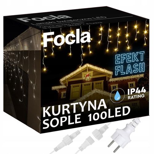 LAMPKI SOPLE ZEWNĘTRZNE 100LED IP44 ŚWIATŁO STAŁE + FLASH - BIAŁE CIEPŁE na Arena.pl