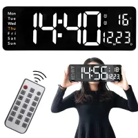 Zegar alarm elektroniczny cyfrowy led wiszący data temperatura budzik
