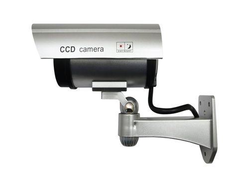 Kamera atrapa led monitoring zewnętrzna ścienna z diodą migająca srebrny na Arena.pl