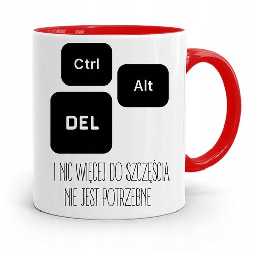 Kubek Czerwony Informatyka Programisty Ctrl Alt Z Nadrukiem Ze Zdjęciem na Arena.pl
