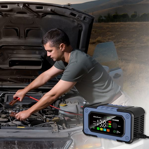 Qoltec Prostownik do akumulatora z funkcją naprawy 12V 7A LED 4 tryby zdjęcie 4