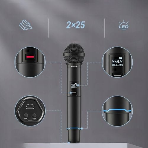 Zestaw Mikrofonów Bezprzewodowych 2X Uhf Bluetooth Akumulatorowe Odbiornik na Arena.pl