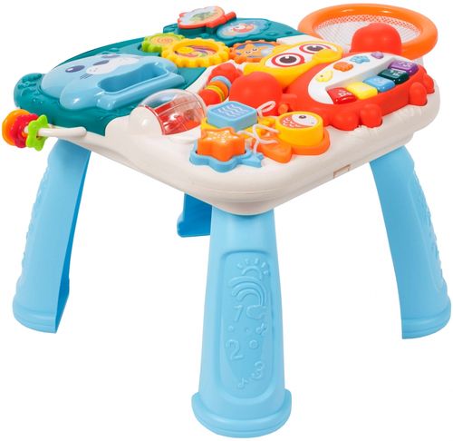 Chodzik Pchacz Stolik Edukacyjny Panel Koszyk 5W1 - Niebieski na Arena.pl