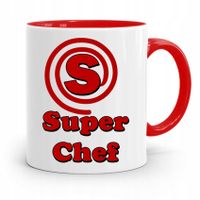 Kubek Czerwony Dla Kucharza Kucharki Super Chef Z Nadrukiem Ze Zdjęciem