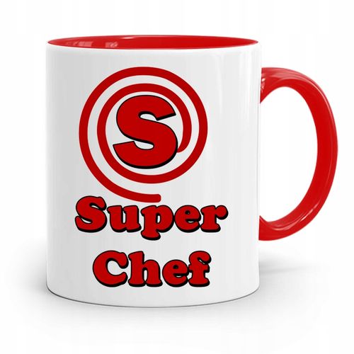 Kubek Czerwony Dla Kucharza Kucharki Super Chef Z Nadrukiem Ze Zdjęciem na Arena.pl