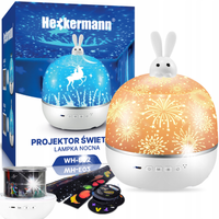 PROJEKTOR GWIAZD RZUTNIK NIEBA LAMPKA NOCNA LED GŁOŚNIK BLUETOOTH KRÓLIK