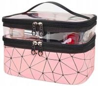 Kosmetyczka wisząca wodoodporna duża przezroczysta  E1_10_Różowy