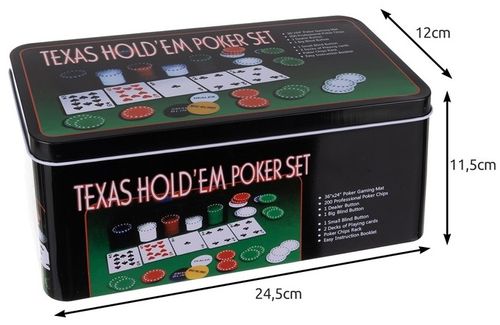 Zestaw do Gry w Pokera - 200 ŻETONÓW + 2 Talie + Zielone Sukno +Puszka na Arena.pl