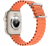 SMARTWATCH MĘSKI RUBICON TYTANOWY SPORTOWY PASEK POMARAŃCZOWY GPS EKG