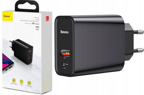 BASEUS ŁADOWARKA USB-C PD + USB QC 4 / 3 - 30W na Arena.pl
