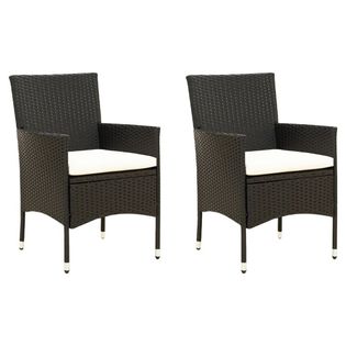 Lumarko Krzesła ogrodowe z poduszkami, 2 szt., polirattan, czarne