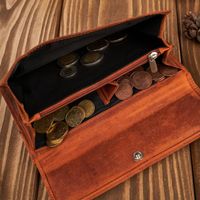 portfel damski skórzany duży pomarańczowy vintage paolo peruzzi t-134-hor