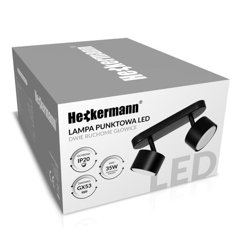 Lampa Punktowa Led Heckermann 8795314A Czarna 2X Głowica na Arena.pl