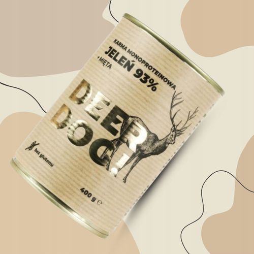 Mokra karma dla psa Deer Dog JELEŃ + MIĘTA puszka 400 G PREMIUM 93% MIĘSA na Arena.pl