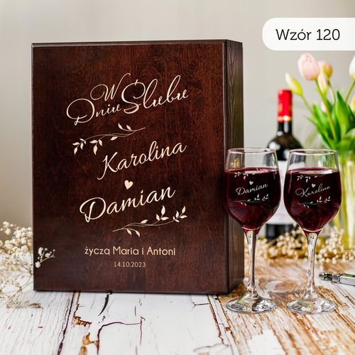 PREZENT NA ŚLUB SKRZYNKA NA WINO PREZENT ŚLUB DLA PARY MŁODEJ Z GRAWEREM na Arena.pl
